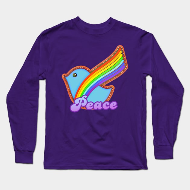 Rainbow Dove of Peace Long Sleeve T-Shirt by AlondraHanley